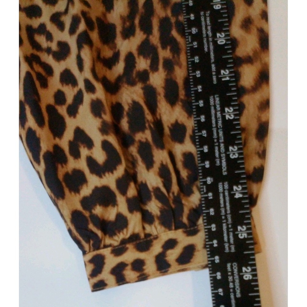 J Jill Blouse Med Leopard Print Rayon Henley Womens NWT Long Sleeve Relaxed Fit - Picture 5 of 7